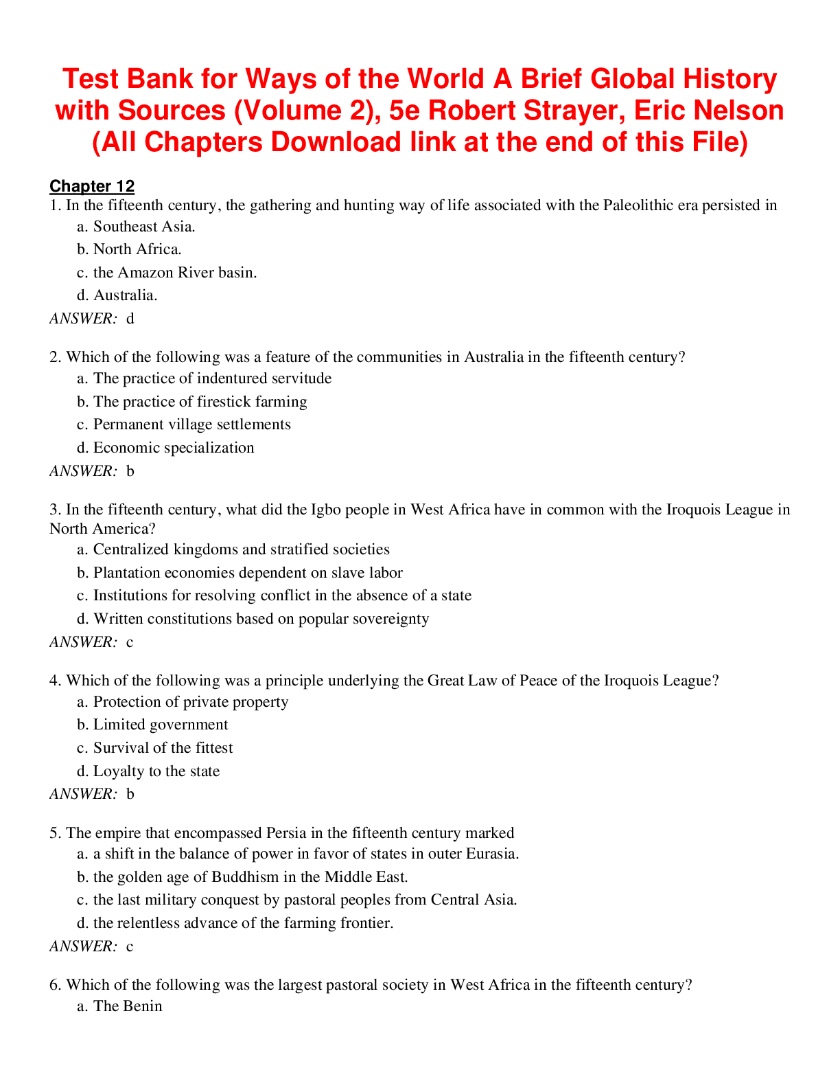 Preview of Ways of the World A Brief Global History with Sources (Volume 2), 5e Robert Strayer, Eric